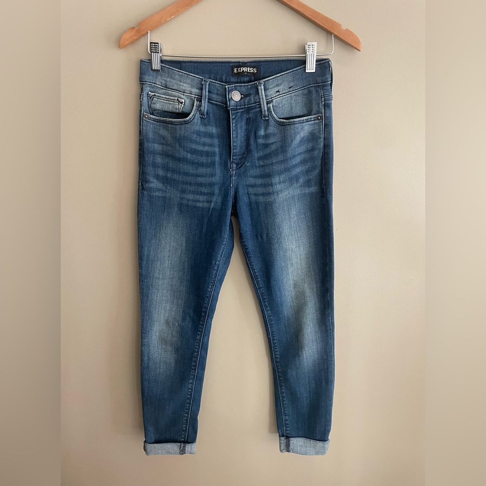Express: Mid Rise Blue Denim Jeans - Picture 9 of 16